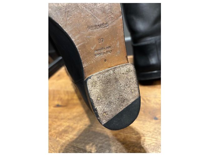 Botas de montar de cuero negro Hermès - vista 3