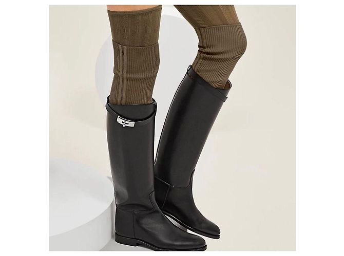 Botas de montar de cuero negro Hermès - vista 6