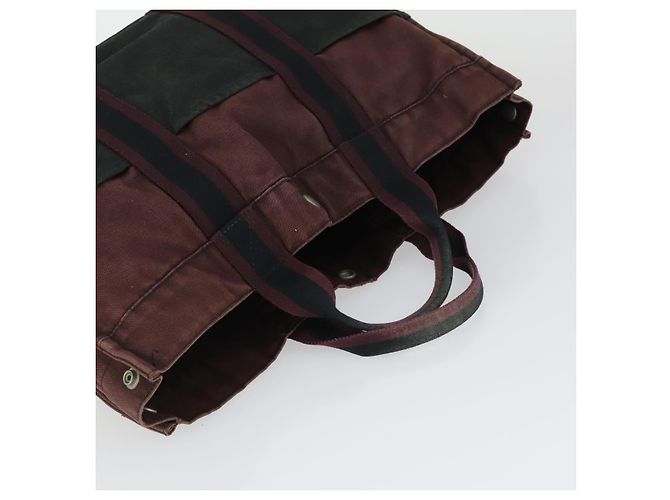 Hermès HERMES Borsa Fourre Tout in Tela 3 Pezzi Beige Marrone Nero Auth ti3717 - vista 12