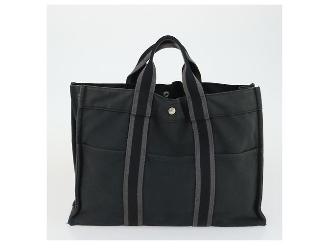 Hermès HERMES Borsa Fourre Tout in Tela 3 Pezzi Beige Marrone Nero Auth ti3717 - vista 16