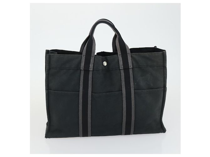 Hermès HERMES Borsa Fourre Tout in Tela 3 Pezzi Beige Marrone Nero Auth ti3717 - vista 17