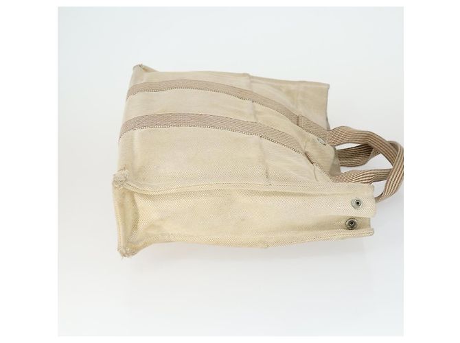 Hermès HERMES Borsa Fourre Tout in Tela 3 Pezzi Beige Marrone Nero Auth ti3717 - vista 4