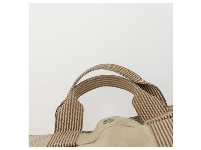 Hermès HERMES Borsa Fourre Tout in Tela 3 Pezzi Beige Marrone Nero Auth ti3717 - vista 6