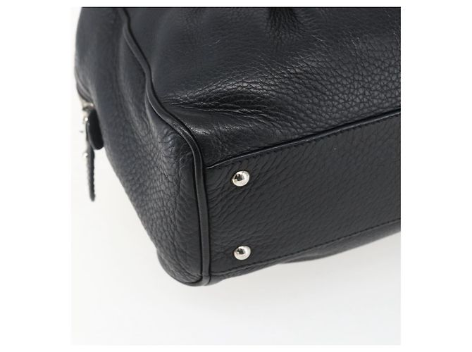Borsa a mano in pelle nera e argento Gancini di Salvatore Ferragamo Auth am10666 Nero - vista 14