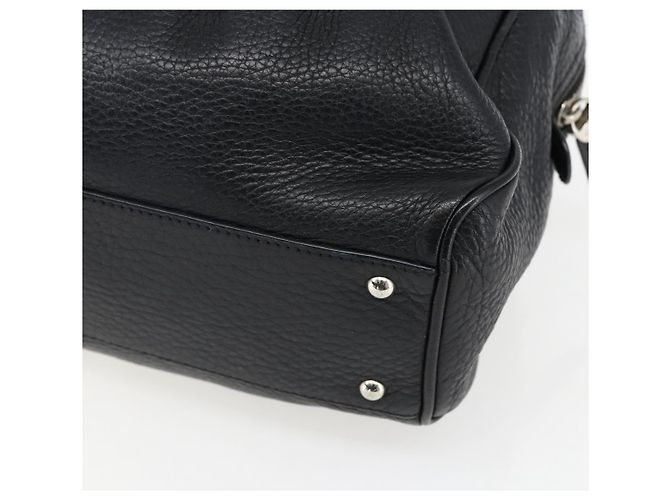 Borsa a mano in pelle nera e argento Gancini di Salvatore Ferragamo Auth am10666 Nero - vista 15