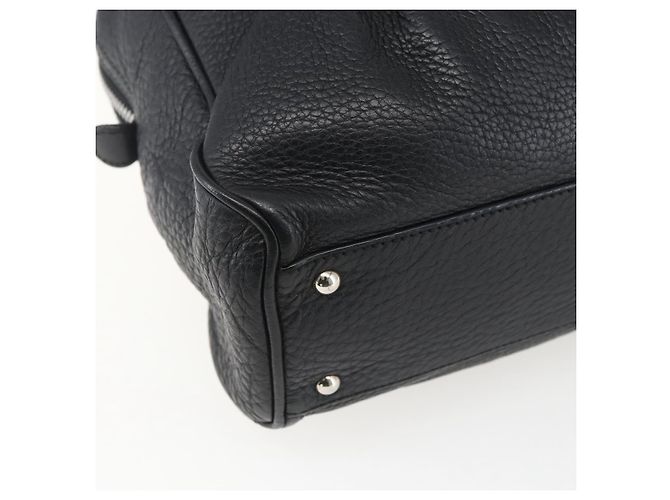 Borsa a mano in pelle nera e argento Gancini di Salvatore Ferragamo Auth am10666 Nero - vista 16
