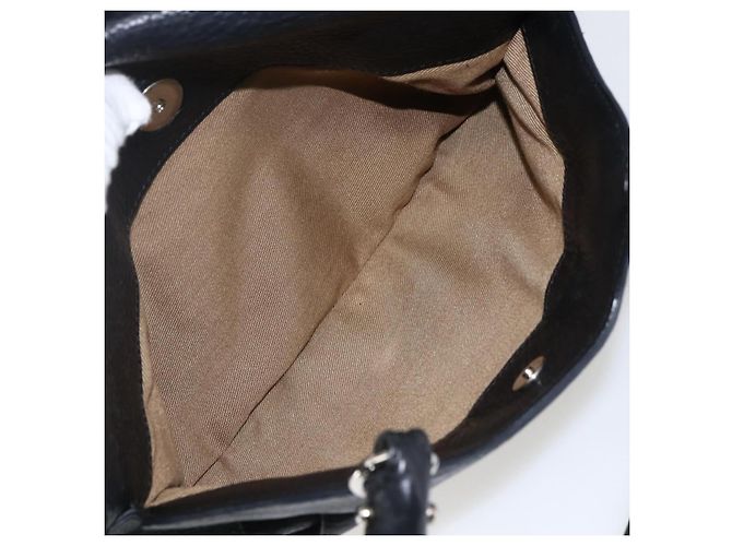 Borsa a mano in pelle nera e argento Gancini di Salvatore Ferragamo Auth am10666 Nero - vista 23