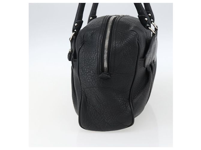 Borsa a mano in pelle nera e argento Gancini di Salvatore Ferragamo Auth am10666 Nero - vista 4