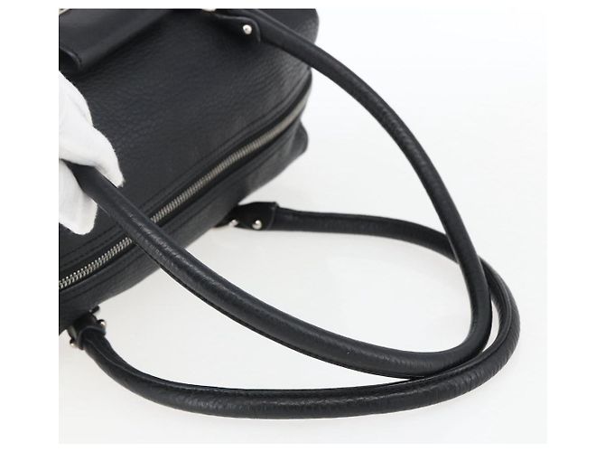 Borsa a mano in pelle nera e argento Gancini di Salvatore Ferragamo Auth am10666 Nero - vista 7