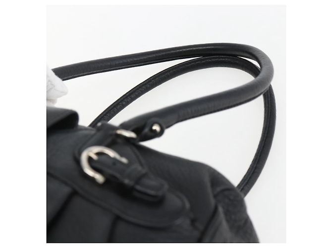 Borsa a mano in pelle nera e argento Gancini di Salvatore Ferragamo Auth am10666 Nero - vista 8