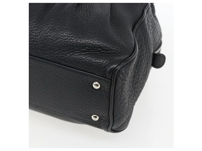 Borsa a mano in pelle nera e argento Gancini di Salvatore Ferragamo Auth am10666 Nero - vista 9