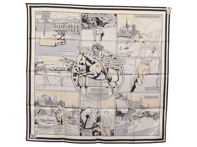 Hermès Foulard HERMES Carre 90 ""DOUBLE FACE WOW"" in seta multicolore Auth am10818SAM - vista 14