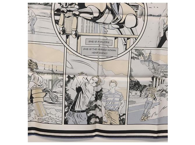 Hermès Foulard HERMES Carre 90 ""DOUBLE FACE WOW"" in seta multicolore Auth am10818SAM - vista 22