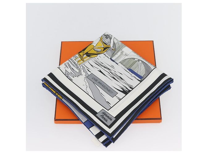 Hermès Foulard HERMES Carre 90 ""DOUBLE FACE WOW"" in seta multicolore Auth am10818SAM - vista 25