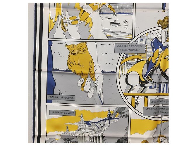 Hermès Foulard HERMES Carre 90 ""DOUBLE FACE WOW"" in seta multicolore Auth am10818SAM - vista 5