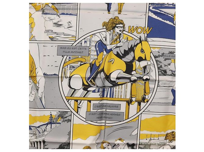 Hermès Foulard HERMES Carre 90 ""DOUBLE FACE WOW"" in seta multicolore Auth am10818SAM - vista 6