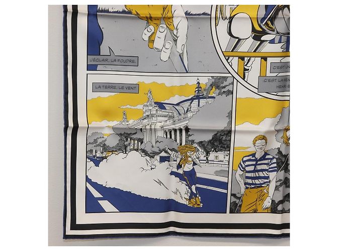 Hermès Foulard HERMES Carre 90 ""DOUBLE FACE WOW"" in seta multicolore Auth am10818SAM - vista 8