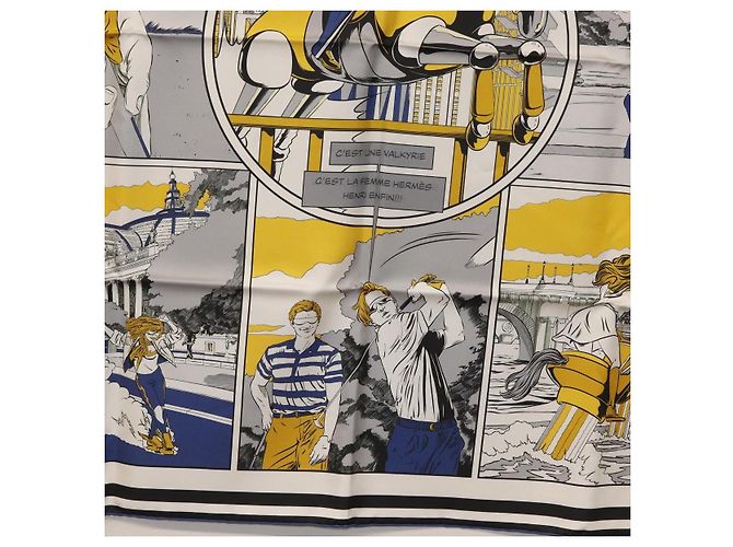 Hermès Foulard HERMES Carre 90 ""DOUBLE FACE WOW"" in seta multicolore Auth am10818SAM - vista 9