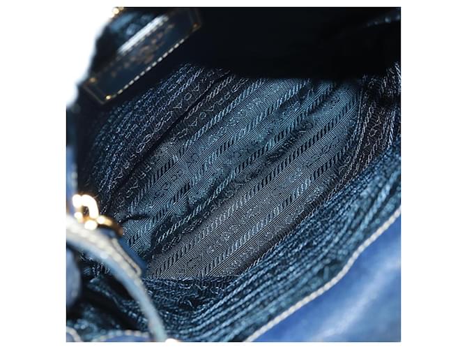 Borsa a Spalla PRADA Nylon Blu Oro Auth 171065V D'oro - vista 10