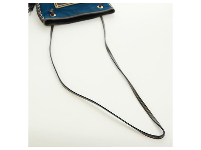Borsa a Spalla PRADA Nylon Blu Oro Auth 171065V D'oro - vista 7