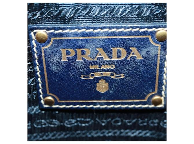 Borsa a Spalla PRADA Nylon Blu Oro Auth 171065V D'oro - vista 9