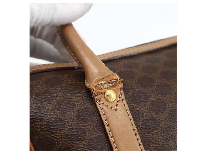 Céline Borsa a mano in tela Macadam CELINE in pelle PVC marrone oro Auth 173522 D'oro - vista 10