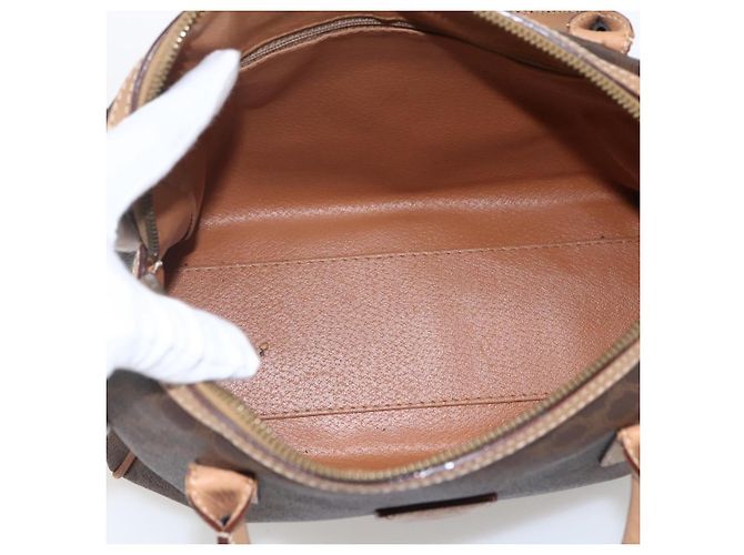 Céline Borsa a mano in tela Macadam CELINE in pelle PVC marrone oro Auth 173522 D'oro - vista 11