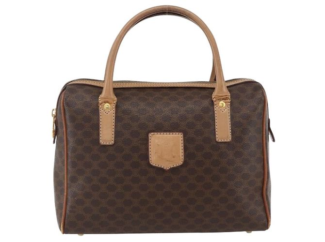 Céline Borsa a mano in tela Macadam CELINE in pelle PVC marrone oro Auth 173522 D'oro - vista 13