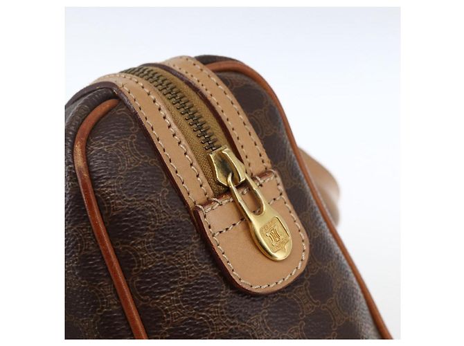 Céline Borsa a mano in tela Macadam CELINE in pelle PVC marrone oro Auth 173522 D'oro - vista 17