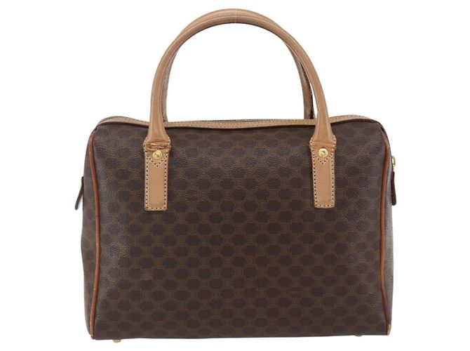 Céline Borsa a mano in tela Macadam CELINE in pelle PVC marrone oro Auth 173522 D'oro - vista 2