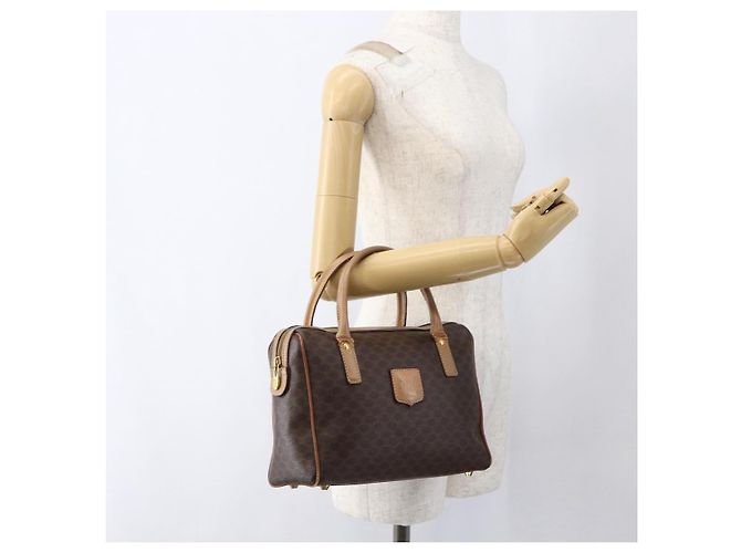 Céline Borsa a mano in tela Macadam CELINE in pelle PVC marrone oro Auth 173522 D'oro - vista 22