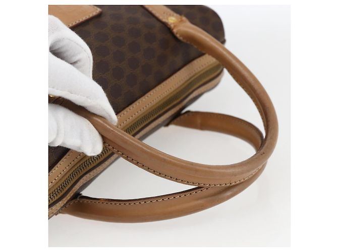 Céline Borsa a mano in tela Macadam CELINE in pelle PVC marrone oro Auth 173522 D'oro - vista 7