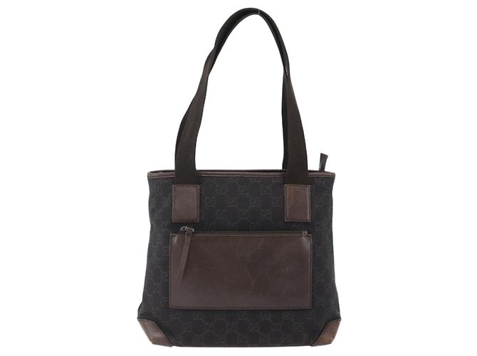 GUCCI GG Canvas Tote Bag Dunkelbraun Silber 28893 Auth ep13456 - Ansicht 2