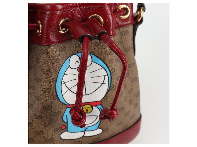 Borsa di collaborazione GUCCI Micro GG Supreme Doraemon in PVC beige e oro Auth 132450SAM D'oro - vista 10