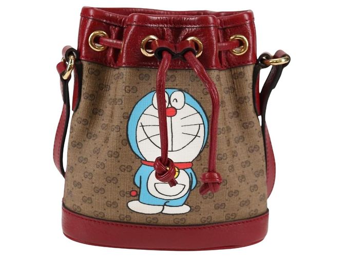 Borsa di collaborazione GUCCI Micro GG Supreme Doraemon in PVC beige e oro Auth 132450SAM D'oro - vista 13