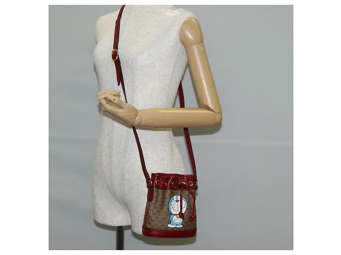 Borsa di collaborazione GUCCI Micro GG Supreme Doraemon in PVC beige e oro Auth 132450SAM D'oro - vista 21