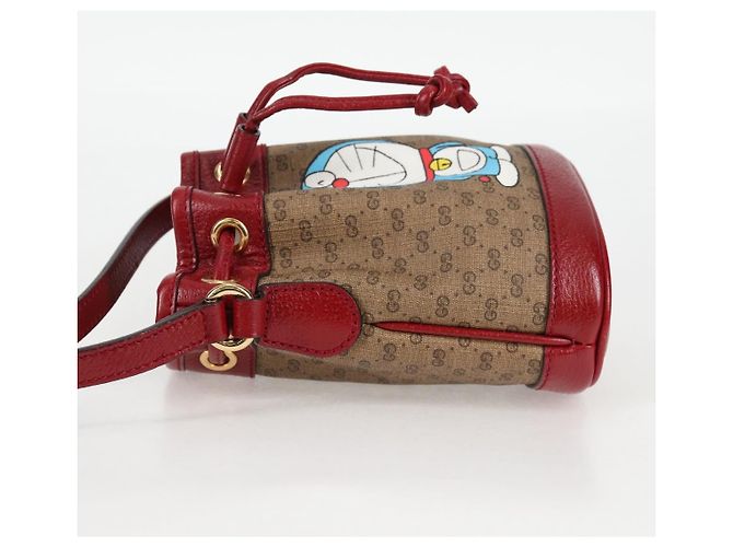 Borsa di collaborazione GUCCI Micro GG Supreme Doraemon in PVC beige e oro Auth 132450SAM D'oro - vista 3