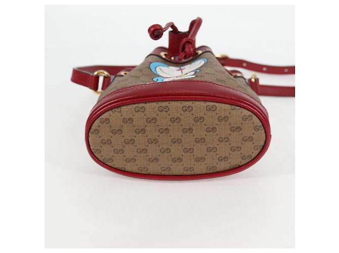 Borsa di collaborazione GUCCI Micro GG Supreme Doraemon in PVC beige e oro Auth 132450SAM D'oro - vista 5