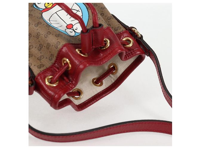 Borsa di collaborazione GUCCI Micro GG Supreme Doraemon in PVC beige e oro Auth 132450SAM D'oro - vista 6