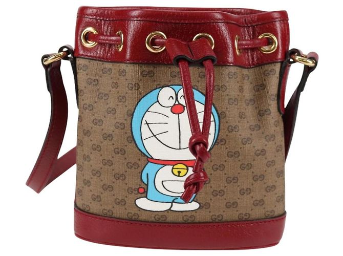Borsa di collaborazione GUCCI Micro GG Supreme Doraemon in PVC beige 647801 Auth 135552SAM D'oro - vista 13
