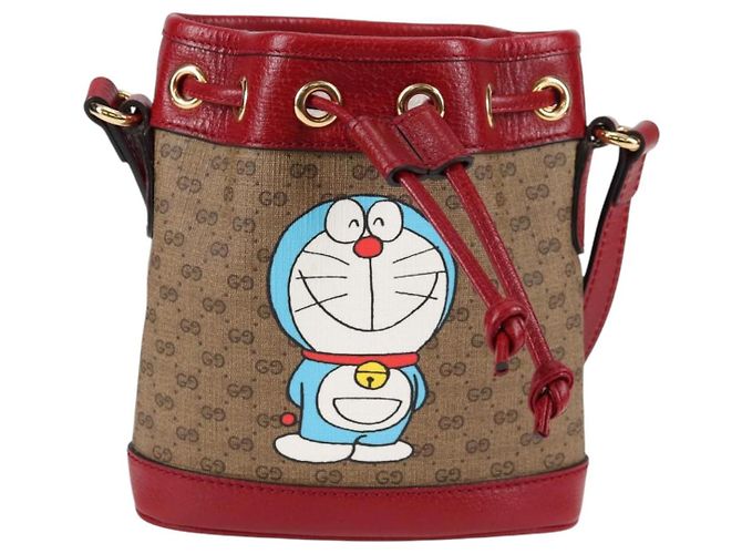 Borsa di collaborazione GUCCI Micro GG Supreme Doraemon in PVC beige 647801 Auth 138992SAM D'oro - vista 13
