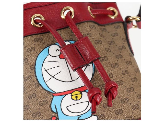 Borsa di collaborazione GUCCI Micro GG Supreme Doraemon in PVC beige 647801 Auth 138992SAM D'oro - vista 18