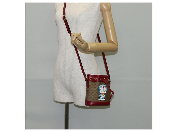 Borsa di collaborazione GUCCI Micro GG Supreme Doraemon in PVC beige 647801 Auth 138992SAM D'oro - vista 22