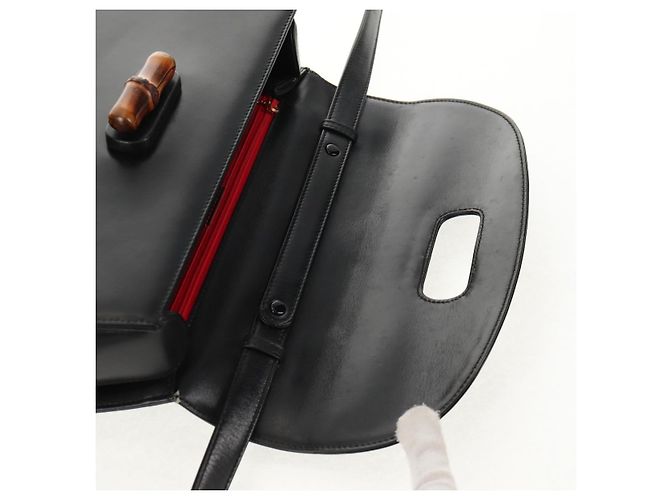 Borsa a mano in pelle Gucci Bamboo 2way Nera Oro 000 46 0063 Auth 145923V Nero D'oro - vista 10