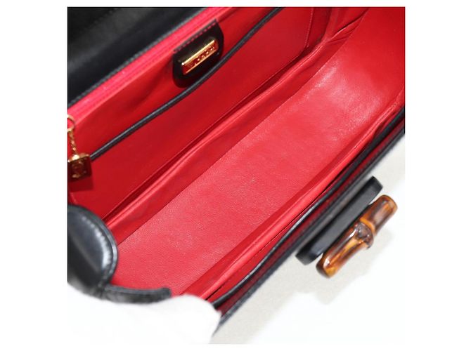 Borsa a mano in pelle Gucci Bamboo 2way Nera Oro 000 46 0063 Auth 145923V Nero D'oro - vista 11