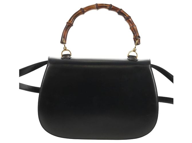 Borsa a mano in pelle Gucci Bamboo 2way Nera Oro 000 46 0063 Auth 145923V Nero D'oro - vista 2
