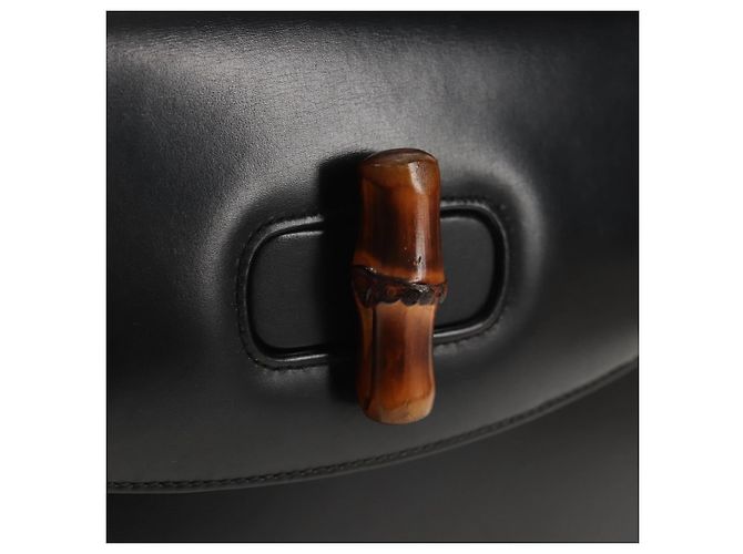 Borsa a mano in pelle Gucci Bamboo 2way Nera Oro 000 46 0063 Auth 145923V Nero D'oro - vista 20
