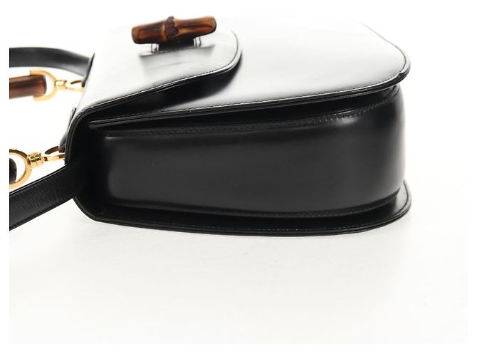 Borsa a mano in pelle Gucci Bamboo 2way Nera Oro 000 46 0063 Auth 145923V Nero D'oro - vista 3