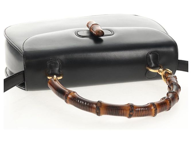 Borsa a mano in pelle Gucci Bamboo 2way Nera Oro 000 46 0063 Auth 145923V Nero D'oro - vista 6