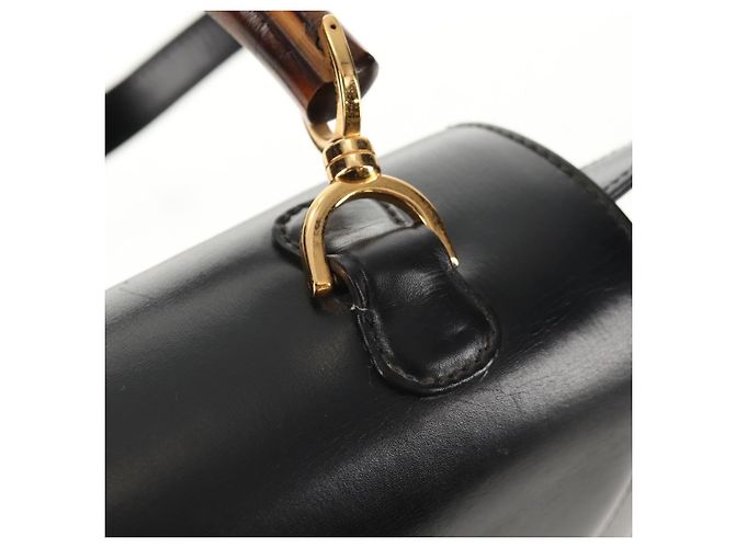 Borsa a mano in pelle Gucci Bamboo 2way Nera Oro 000 46 0063 Auth 145923V Nero D'oro - vista 9